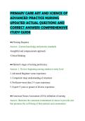PRIMARY CARE ART AND SCIENCE OF&NewLine;ADVANCED PRACTICE NURSING&NewLine;UPDATED ACTUAL QUESTIONS AND&NewLine;CORRECT ANSWERS COMPREHENSIVE&NewLine;STUDY GUIDE