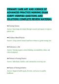PRIMARY CARE ART AND SCIENCE OF&NewLine;ADVANCED PRACTICE NURSING EXAM&NewLine;SCRIPT VERIFIED QUESTIONS AND&NewLine;SOLUTIONS COMPLETE REVIEW MATERIAL
