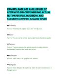 PRIMARY CARE ART AND SCIENCE OF&NewLine;ADVANCED PRACTICE NURSING ACTUAL&NewLine;TEST PAPER FULL QUESTIONS AND&NewLine;ACCURATE ANSWERS GRADED APLUS