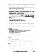 2026 Pearson Edexcel International A Level PHYSICS UNIT 6&vert;WPH16&sol;01&vert;Question paper&vert;JUNE 2026