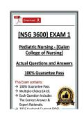 NSG 3600 Exam 1 &vert; Pediatric Nursing &vert; Galen College &vert; 26&sol;27&vert;Guaranteed Pass &lpar;PDF&rpar;