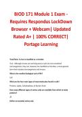 BIOD 171 Module 1 Exam - Requires Respondus LockDown Browser &plus; Webcam&vert; Updated Rated A&plus; &vert; 100&percnt; CORRECT&vert; Portage Learning 