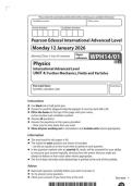 2026 Pearson Edexcel International A Level PHYSICS UNIT 4&vert;WPH14&sol;01&vert;Question paper&vert;JANUARY 2026