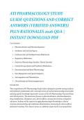 ATI PHARMACOLOGY STUDY &NewLine;GUIDE QUESTIONS AND CORRECT &NewLine;ANSWERS &lpar;VERIFIED ANSWERS&rpar; &NewLine;PLUS RATIONALES 2026 Q&A &vert; &NewLine;INSTANT DOWNLOAD PDF 