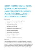 GALEN COLLEGE NUR 170 EXAM 1 &NewLine;QUESTIONS AND CORRECT &NewLine;ANSWERS &lpar;VERIFIED ANSWERS&rpar; &NewLine;PLUS RATIONALES 2026 Q&A &vert; &NewLine;INSTANT DOWNLOAD PDF