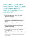 GALEN COLLEGE NUR 170 EXAM 3 &NewLine;QUESTIONS AND CORRECT ANSWERS &NewLine;&lpar;VERIFIED ANSWERS&rpar; PLUS &NewLine;RATIONALES 2026 Q&A &vert; INSTANT &NewLine;DOWNLOAD PDF