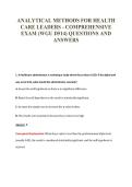 ANALYTICAL METHODS FOR HEALTH&NewLine;CARE LEADERS - COMPREHENSIVE&NewLine;EXAM &lpar;WGU D514&rpar; QUESTIONS AND&NewLine;ANSWERS