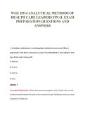 WGU D514 ANALYTICAL METHODS OF&NewLine;HEALTH CARE LEADERS FINAL EXAM&NewLine;PREPARATION QUESTIONS AND&NewLine;ANSWERS