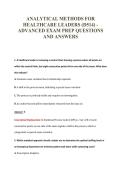 ANALYTICAL METHODS FOR&NewLine;HEALTHCARE LEADERS &lpar;D514&rpar; -&NewLine;ADVANCED EXAM PREP QUESTIONS&NewLine;AND ANSWERS