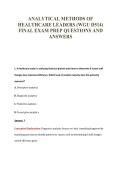 ANALYTICAL METHODS OF&NewLine;HEALTHCARE LEADERS &lpar;WGU D514&rpar;&NewLine;FINAL EXAM PREP QUESTIONS AND&NewLine;ANSWERS