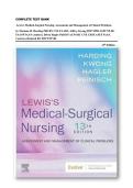 COMPLETE TEST BANK&NewLine; Lewis's Medical-Surgical Nursing&colon; Assessment and Management of Clinical Problems&NewLine;by Mariann M&period; Harding PhD RN CNE FAADN&comma; Jeffrey Kwong DNP MPH AGPCNP-BC FAANP FAAN &lpar;Author&rpar;&comma; Debra Hagler PhD RN ACNS-BC CNE CHSE ANEF FAAN&comma; Cour
