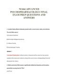 NU664 ADVANCED&NewLine;PSYCHOPHARMACOLOGY FINAL&NewLine;EXAM PREP QUESTIONS AND&NewLine;ANSWERS