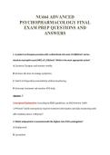 NU664 ADVANCED&NewLine;PSYCHOPHARMACOLOGY FINAL&NewLine;EXAM PREP QUESTIONS AND&NewLine;ANSWERS
