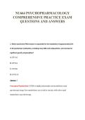 NU664 PSYCHOPHARMACOLOGY&NewLine;COMPREHENSIVE PRACTICE EXAM&NewLine;QUESTIONS AND ANSWERS