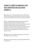 POWER TO ARREST EXAMINATION TEST&NewLine;2026 QUESTIONS AND SOLUTIONS&NewLine;GRADED A&plus;