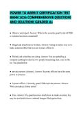 POWER TO ARREST CERTIFICATION TEST&NewLine;BANK 2026 COMPREHENSIVE QUESTIONS&NewLine;AND SOLUTIONS GRADED A&plus;