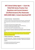 NYC School Safety Agent &mdash; Exam No&period; 7323&sol;7325 Series Practice Test Questions and Correct Answers &lpar;Verified Answers&rpar; Plus Rationales 2025&vert;2026 Q&A &vert; Instant download Pdf