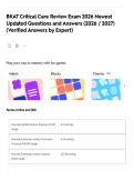 BKAT Critical Care Review Exam 2026 Newest Updated Questions and Answers &lpar;2026 &sol; 2027&rpar; &lpar;Verified Answers by Expert&rpar;