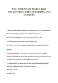 WGU C190 INTRO TO BIOLOGY&NewLine;ADVANCED OA PREP QUESTIONS AND&NewLine;ANSWERS