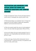POSTPARTUM AND NEWBORN CARE&NewLine;ACTUAL EXAM TEST BANK 2026&NewLine;COMPLETE QUESTIONS AND VERIFIED&NewLine;ANSWERS