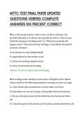 MTTC TEST FINAL PAPER UPDATED&NewLine;QUESTIONS VERIFIED COMPLETE&NewLine;ANSWERS 100 PERCENT CORRECT
