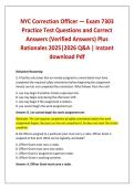 NYC Correction Officer &mdash; Exam 7303 Practice Test Questions and Correct Answers &lpar;Verified Answers&rpar; Plus Rationales 2025&vert;2026 Q&A &vert; Instant download Pdf