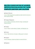 MULTIPLE CHOICE SECTION OF ADVENTIS&NewLine;CERTIFICATION EVALUATION TEST PAPER&NewLine;COMPLETE QUESTIONS AND SOLUTIONS