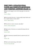 POST TEST 2 UPDATED FINAL&NewLine;PAPER 2026 COMPLETE QUESTIONS&NewLine;AND VERIFIED ANSWERS GRADE A&plus;