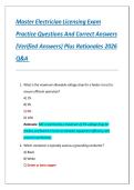Master Electrician Licensing Exam &lpar;2026&rpar; &ndash; Practice Questions&comma; Verified Answers&comma; and Rationales