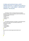 FLORIDA LAWS AND RULES EXAM &vert;LATEST UPDATED 2026&sol;2027 &vert;A COMPLETE SOLUTION ALL ANSWERS GET IT 100&percnt; CORRECT &vert;VERIFIED BEST GRADED A&plus; FOR SUCCESS