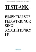 TEST BANK FOR ESSENTIALS OF PEDIATRIC NURSING 3RD EDITION&NewLine;by KYLE T ISBN&colon;978-1451192384 NEW COMPLETE GUIDE WITH RATIONALES 100&percnt; VERIFIED A&plus; GRADE ASSURED&excl;&excl;&excl;&excl;NEW LATEST UPDATE&excl;&excl;&excl;&excl;&excl;&excl;&NewLine;