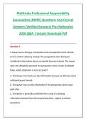 Multistate Professional Responsibility &NewLine;Examination &lpar;MPRE&rpar; Questions And Correct &NewLine;Answers &lpar;Verified Answers&rpar; Plus Rationales &NewLine;2026 Q&A &vert; Instant Download Pdf 