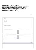 NURSING 430 EXAM &num;1 &vert; COMPREHENSIVE NURSING STUDY GUIDE&comma; PRACTICE QUESTIONS & ANSWERS 2026&sol;2027