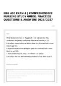 NSG 430 EXAM 4 &vert; COMPREHENSIVE NURSING STUDY GUIDE&comma; PRACTICE QUESTIONS & ANSWERS 2026&sol;2027