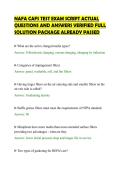 NAFA CAFS TEST EXAM SCRIPT ACTUAL&NewLine;QUESTIONS AND ANSWERS VERIFIED FULL&NewLine;SOLUTION PACKAGE ALREADY PASSED&NewLine;
