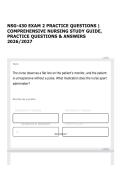 NSG-430 EXAM 2 PRACTICE QUESTIONS &vert; COMPREHENSIVE NURSING STUDY GUIDE&comma; PRACTICE QUESTIONS & ANSWERS 2026&sol;2027