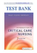 Test Bank for Introduction to Critical Care Nursing 7th Edition by Mary Lou Sole Comprehensive Questions and Answers for Critical Care Nursing Course and Critical Care Nursing Subject