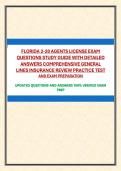 FLORIDA 2-20 AGENTS LICENSE EXAM QUESTIONS STUDY GUIDE WITH DETAILED ANSWERS COMPREHENSIVE GENERAL LINES INSURANCE REVIEW PRACTICE TEST AND EXAM PREPARATION