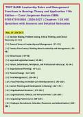 TEST BANK Leadership Roles and Management &NewLine;Functions in Nursing&colon; Theory and Application 11th &NewLine;Edition &mdash; Carol Jorgensen Huston ISBN&colon; &NewLine;9781975193065 &vert; 2026-2027 &vert; Chapters 1-25 400 &NewLine;Questions with Answers and Detailed Rationales