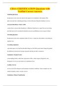 CHAA CERTIFICATION Questions with&NewLine;Verified Correct Answers