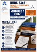 UTA NURS 5366 Module 1 Quiz &vert; Principles of Research in Nursing &vert; 2026&sol;2027 A&plus; Guarantee