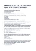 PERRY REAL ESTATE COLLEGE FINAL EXAM WITH CORRECT ANSWERS