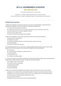 AP U&period;S&period; Government & Politics Unit 2 Practice Test &mdash; Interactions Among Branches of Government&NewLine;