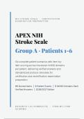 APEX NIH STROKE SCALE GROUP A PATIENTS 1-6 2026&sol;2027 &vert; Complete Verified Answers &vert; Pass Guaranteed - A&plus; Graded&NewLine;&NewLine;