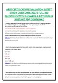 ARFF CERTIFICATION EVALUATION LATEST STUDY GUIDE 2026&sol;2027 &vert; FULL 300 QUESTIONS WITH ANSWERS & RATIONALES &vert; INSTANT PDF DOWNLOAD