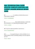 NAIL TECHNICIAN FINAL PAPER&NewLine;UPDATED COMPLETE QUESTIONS AND&NewLine;CORRECT ANSWERS BUNDLED REVIEW&NewLine;GUIDE
