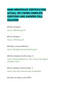 NAMS MENOPAUSE CERTIFICATION&NewLine;ACTUAL TEST PAPER COMPLETE&NewLine;QUESTIONS AND ANSWERS FULL&NewLine;SOLUTION
