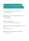 NAMS MENOPAUSE CERTIFICATION&NewLine;COMPREHENSIVE EXAM STUDY GUIDE&NewLine;COMPLETE QUESTIONS AND SOLUTIONS&NewLine;