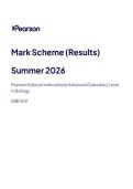 2026 Pearson Edexcel International A Level BIOLOGY UNIT 1&vert;WBI11&sol;01&vert;Mark scheme&vert;JUNE 2026