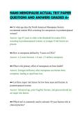 NAMS MENOPAUSE ACTUAL TEST PAPER&NewLine;QUESTIONS AND ANSWERS GRADED A&plus;